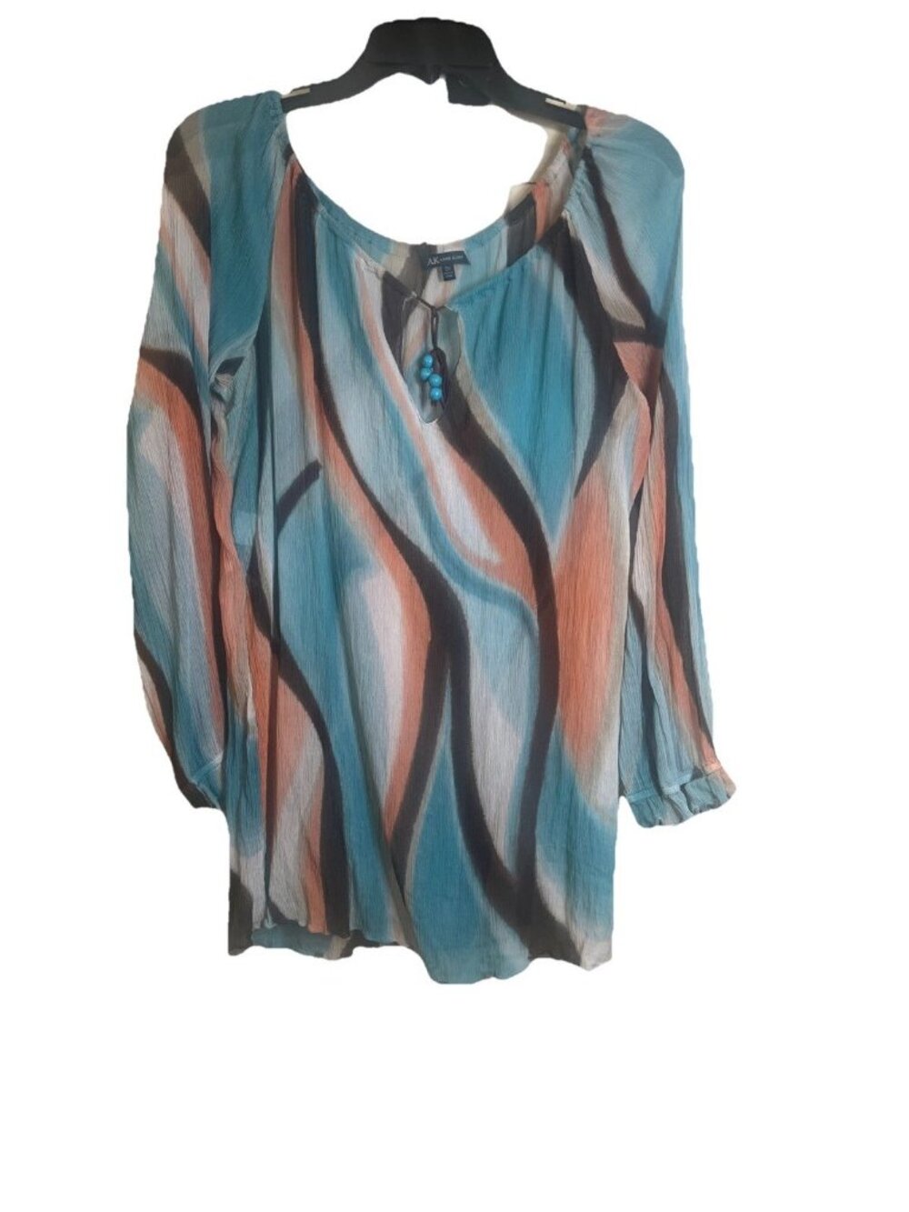 Anne Klein Abstract Print Women’s Tunic Top Blouse Size 0X Artisan Print